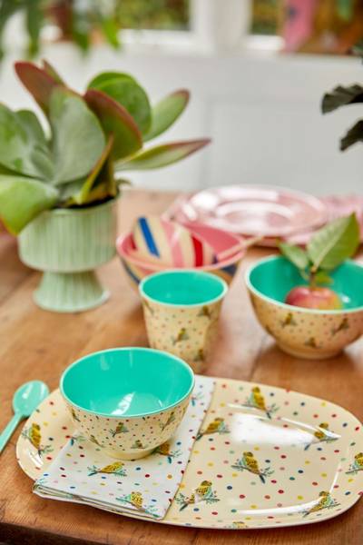 Rice, liten bolle i melamin med undulatprint