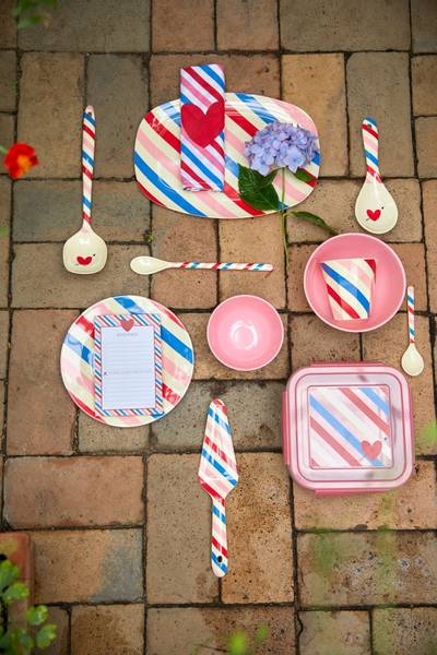 Rice, rektangul&aelig;r tallerken candy stripes