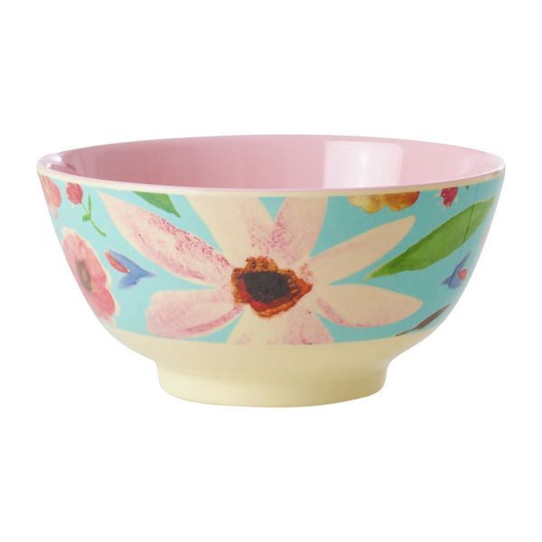 Rice, medium bolle i melamin, selma flower print mint