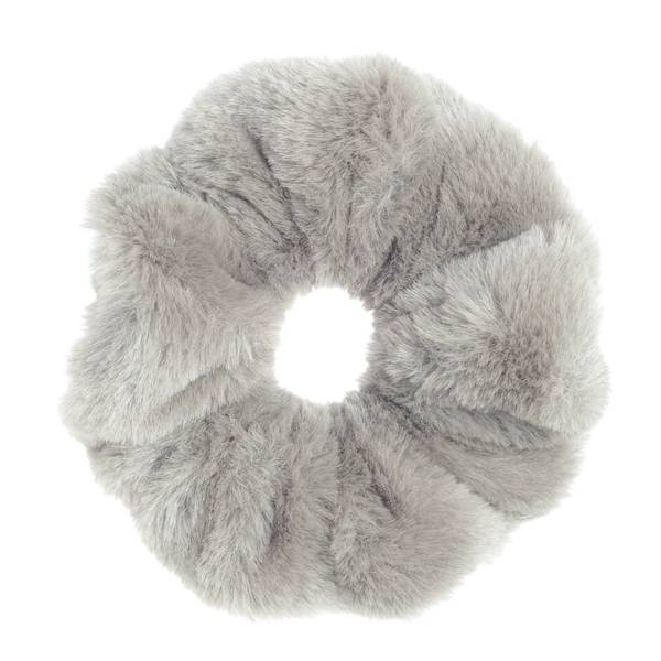 Dark, faux fur scrunchie elephant grey