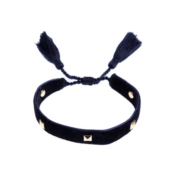 Dark,  friendship bracelet thin w/stud navy blue
